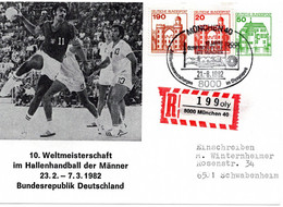 57332 - Bund - 1982 - 50Pfg B&S "Handball-WM" M ZusFrank Als R-Kte SoStpl MUENCHEN - 10 JAHRE ... -> Schwabenheim - Ete 1972: Munich
