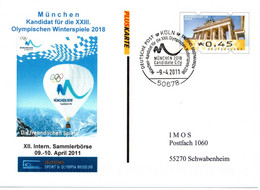 57345 - Bund - 2011 - €0,45 PlusKte "Winterolympiade 2018" SoStpl KOELN - KANDIDAT ... -> Schwabenheim - Autres & Non Classés