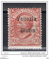 VENEZIA  GIULIA:  1918/19  SOPRASTAMPATO  -  10 C. ROSA  L. -  VARIETA'   "a"  DIVERSE  -  SASS. 22 F - Venezia Giulia