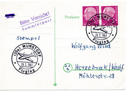 57429 - Bund - 1961 - 2@5Pfg Heuss I A Kte SoStpl WUNSTORF - FLUGTAG -> Herzebrack - Other (Air)