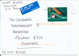 Grteat Britain Cover Sent Air Mail To Denmark 2010 Single Franked - Storia Postale