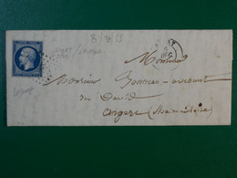 BP12 FRANCE BELLE  LETTRE  1855 NIORT A ANGERS    +N°14 + AFFR. INTERESSANT++ - 1853-1860 Napoleon III