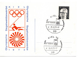 57445 - Bund - 1972 - 5Pfg Heinemann EF A SoKte "Olympische Segelwettbewerbe" SoStpl KIEL - OLYMPISCHE SPIELE - Sommer 1972: München