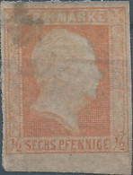 Germany-Deutschland,Prussia1859 King Friedrich Wilhelm IV-Hatched Background.½/6Sgr/Pfg Reddish Orange,Value:175,00,MINT - Postfris