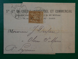 BP12 FRANCE BELLE  LETTRE PERFIN  1899 PARIS  A OLORON + SAGE 30C PERFORé+++AFFR. INTERESSANT++ - Cartas & Documentos