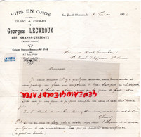 87 - LES GRANDS CHEZEAUX - FACTURE MARCHAND DE VINS- GEORGES LECAROUX -1926 - Alimentos