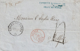 Cachet D'entrée Suisse / Delle Sur Lettre Avec Correspondance Chaux De Fonds 1857 - Marques D'entrées