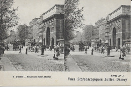 CPA PARIS 75  Vues Stéréoscopiques : Boulevard Saint Martin - Stereoscopische Kaarten