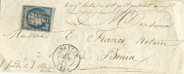 25c CERES N°4 ( PRESENCE D' UN VOISIN ) OBL. GRILLE DE NANTES POUR BOUIN ( VENDEE ) DE 1850  LETTRE COVER - 1849-1850 Ceres