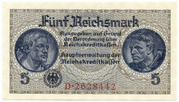 5 REICHSMARK OCCUPAZIONE TEDESCA ITALIA REICHSKREDITKASSEN 1943 FDS - 2. WK - Alliierte Besatzung