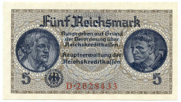 5 REICHSMARK OCCUPAZIONE TEDESCA ITALIA REICHSKREDITKASSEN 1943 FDS - Occupation Alliés Seconde Guerre Mondiale