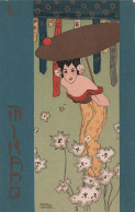 Illustrateur Raphael KIRCHNER - Mikado -  Japonaise Et Fleurs Blanche - Ombrelle Dorée - Carte Postale Ancienne - - Kirchner, Raphael