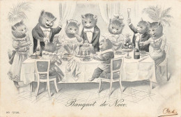 Chats Humanisés * CPA Illustrateur Louis WAIN ? Wain Gaufrée Embossed * Banquet De Noce Mariage * Chat Cat Cats Katze - Cats