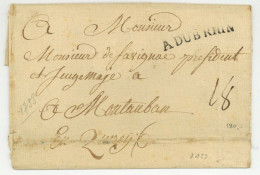 A DU B RHIN Guerre De Sept Ans LSC Lenain 7A23 Pour Montauban (1758) - Army Postmarks (before 1900)