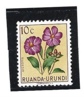 RUANDA-URUNDI. (Y&T) 1953 - N°177.  * Les Fleurs Multicolores. *  10c     Neuf - Gebraucht