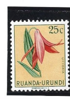 RUANDA-URUNDI. (Y&T) 1953 - N°180.  * Les Fleurs Multicolores. *  25c     Neuf - Used Stamps