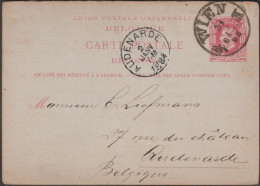 Belgique 1884, Carte Réponse Payée à 10 C Oblitérée Vienne / Wien 31 Décembre 1883, Arrivée L'année Suivante à Audenarde - Reply Paid Cards