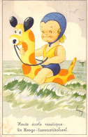 Fantaisies - Humouristique - Colorisé - Haute école Nautique - Enfant Sur Une Bouée Dans L'eau - Carte Postale Ancienne - Altri & Non Classificati