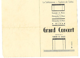 LA SALLESIENNE FANFARE DE SALLES , GRAND CONCERT à SALLES Et à BLACE   , PROGRAMME - Programme