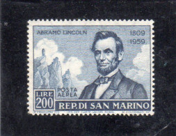 Saint-Marin ,année 1959, PA N° 118*(sesquicentenaire De La Naissance D'Abraham Lincoln) - Poste Aérienne