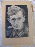Kunst Wachsmalerei  / Wax Painting  Militär  2.Weltkrieg  WW2 Soldat Uniform  18cm X 26 Cm  1940 - Tempere