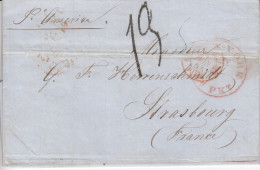 Env.   TAXEE  Obl. NEW-YORK  Du 6.6.1854   Adressée à STRASBOURG - …-1845 Vorphilatelie