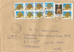 Egypt 2011 Pyramid Pharao Barcoded Registered Cover Via France To Cameroon - Covers & Documents