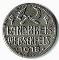 ALLEMAGNE / NOTGELD / LANDKREIS WEISSENFELS / 10 PFG../ 1918 / FER / 22  Mm / ETAT SUP / 590.1B / PLAQUEE NICKEL - Autres & Non Classés