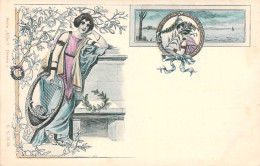 Illustrateur - Non Signé - Seri Klio Dessin 2 - Colorisé - Lyre - Instrument De Musique - Carte Postale Ancienne - Zonder Classificatie