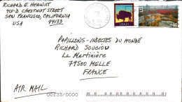 USA ETATS UNIS AFFRANCHISSEMENT COMPOSE SUR LETTRE DE SANTA FRANCISCO POUR LA FRANCE 2002 - Lettres & Documents