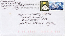 USA ETATS UNIS AFFRANCHISSEMENT COMPOSE SUR LETTRE DE SANTA FRANCISCO POUR LA FRANCE 2008 - Storia Postale