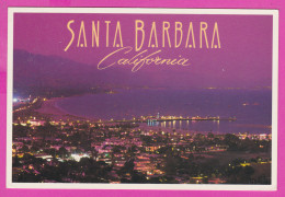 289186 / United States - Santa Barbara Tonight California - Nacht Aerial View Panorama Restaurants Theaters Night Clubs - Santa Barbara