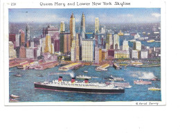 Queen Mary And Lower New York Skyline. (Bateau, Paquebot) - Trasporti