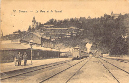 Belgique - Esneux - La Gare Et Le Tunnel - Train - Animé - Soldat - Edit. E. Coune  - Carte Postale Ancienne - Liege