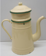 -JOLIE ANCIENNE CAFETIERE EMAILLEE JAUNE Avec Son Filtre DECO CUISINE émail   E - Sonstige & Ohne Zuordnung