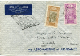 GUINEE LETTRE PAR AVION AVEC CACHET " 1er VOYAGE MARS 1937 " DEPART CONAKRY 7 MARS 37 GUINEE FRANCAISE POUR LA FRANCE - Cartas & Documentos