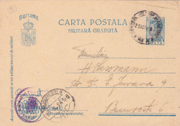 Romania, 1941, WWII Military Censored  CENSOR,Stationery POSTCARD ,OPM #139 Postmark. - Cartas De La Segunda Guerra Mundial