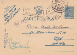 Romania, 1942, WWII Military Censored  CENSOR,Stationery POSTCARD ,OPM #33 Postmark. - Cartas De La Segunda Guerra Mundial
