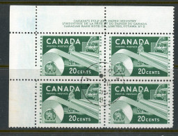 Canada USED 1956 Plate Block Paper Industry - Gebruikt