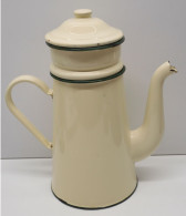 -JOLIE ANCIENNE CAFETIERE EMAILLEE JAUNE Avec Son Filtre DECO CUISINE émail   E - Andere & Zonder Classificatie