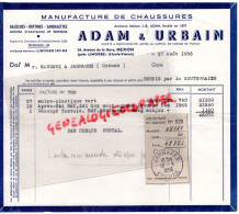 87 - NEXON - FACTURE ADAM & URBAIN- MANUFACTURE CHAUSSURES - 24 AVENUE GARE-BOTTINES GALOCHES-  1956-MAUDEUX JARNAGES - Textilos & Vestidos