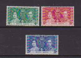 HONG  KONG    1937    Coronation    Set  Of  3    MH - Neufs