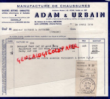 87 - NEXON - FACTURE ADAM & URBAIN- MANUFACTURE CHAUSSURES - 24 AVENUE GARE-BOTTINES GALOCHES-  1956-MAUDEUX JARNAGES - Kleding & Textiel