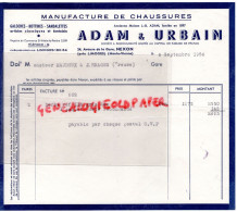 87 - NEXON - FACTURE ADAM & URBAIN- MANUFACTURE CHAUSSURES - 24 AVENUE GARE-BOTTINES GALOCHES-  1956-MAUDEUX JARNAGES - Textilos & Vestidos