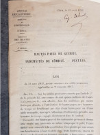 Ww1 1917 Hautes Payes De Guerre- Indemnites De Combats - Pecule - Ministère De La Guerre - Militaria - LOI - - Documents