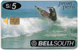 Peru - Bell South - Prom Peru-Surf, Chip Gem5 Red, 5Sol, 01.1999, 25.000ex, Used Rare - Peru