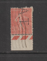 199 De 1924 / 32 - PERFORÉ : A.T..- Oblitéré - Semeuse Lignée 50c. Rouge - Bord De Feuille - 2 Scann - Used Stamps