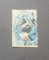 VAN DIEMEN S LAND TASMANIA 1856 QUEEN VICTORIA CAT GIBBONS N 23 VERY RARE BLUE PALE - Usati