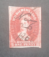 VAN DIEMEN S LAND TASMANIA 1864 QUEEN VICTORIA CAT GIBBONS N 51 VERY RARE - Used Stamps