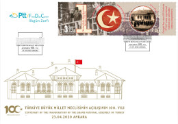 Turkey, Türkei - 2020 - Turkish Grand National Assembly, Centenary, Parliament, Round Stamp, Star And Crescent - FDC - Brieven En Documenten